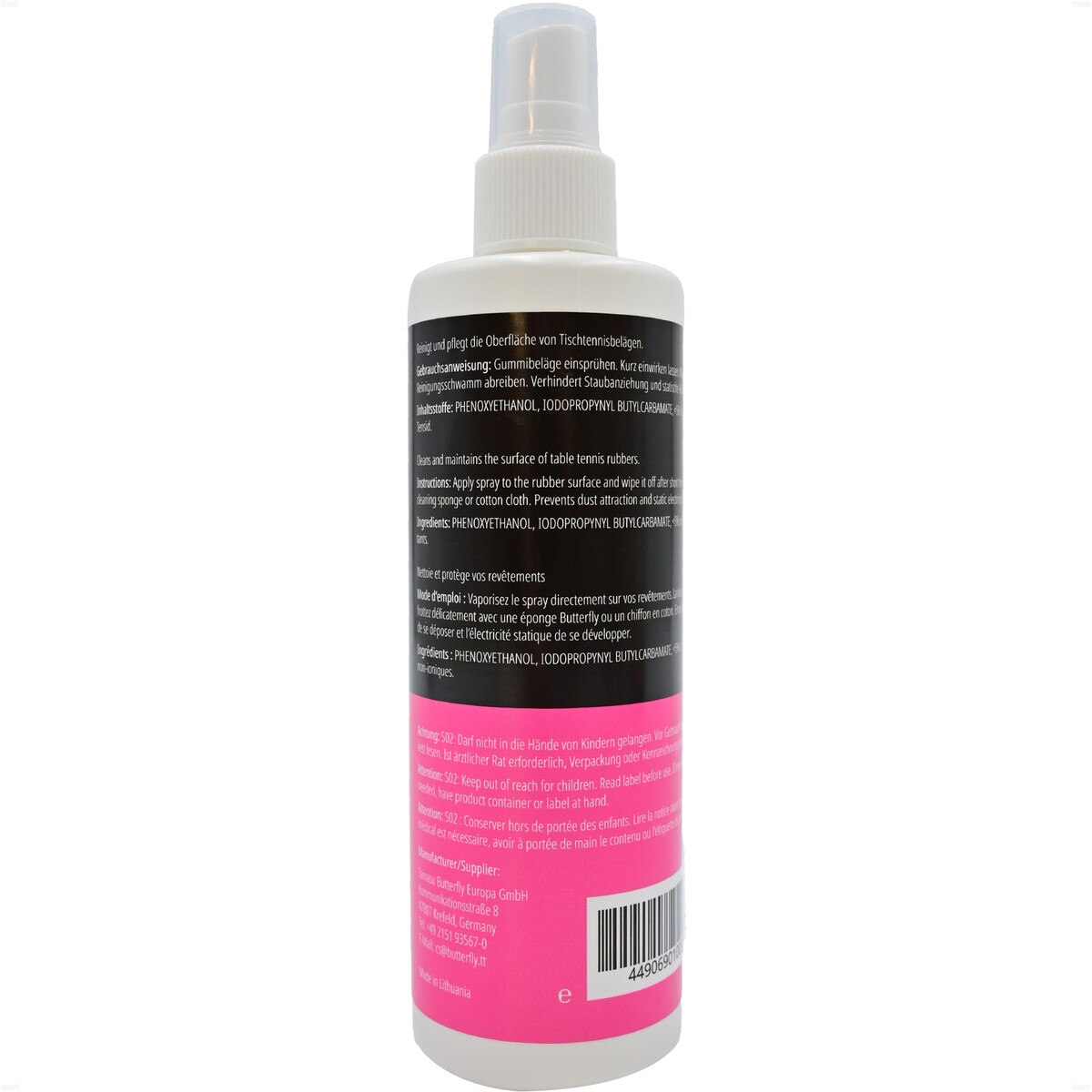 Butterfly Rubber Cleaner: Picture of the back bottle instructions